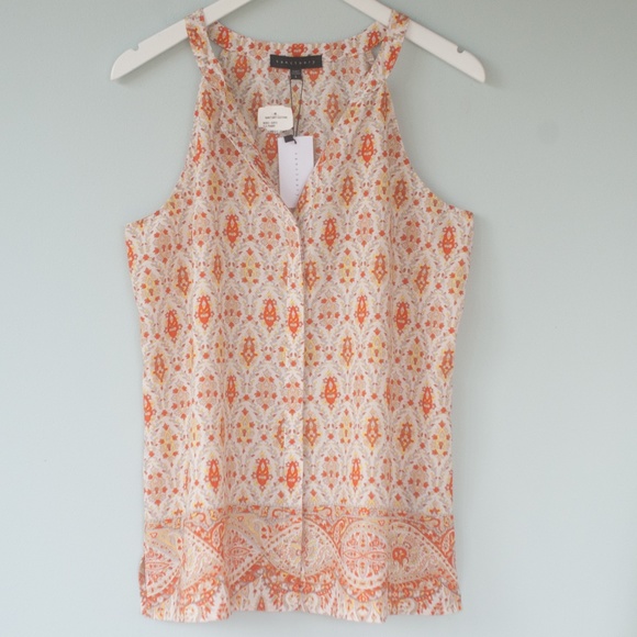 NWT Sanctuary Peasant Tank Top Yellow & Orange L - Picture 4 of 8